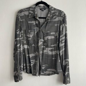 Express Army Print Button-Up